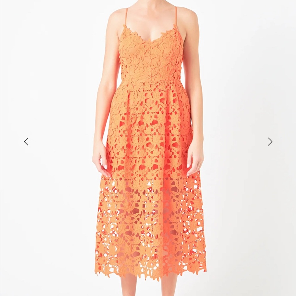 Endless Rose (Nordstrom) Vibrant Orange Midi Dress